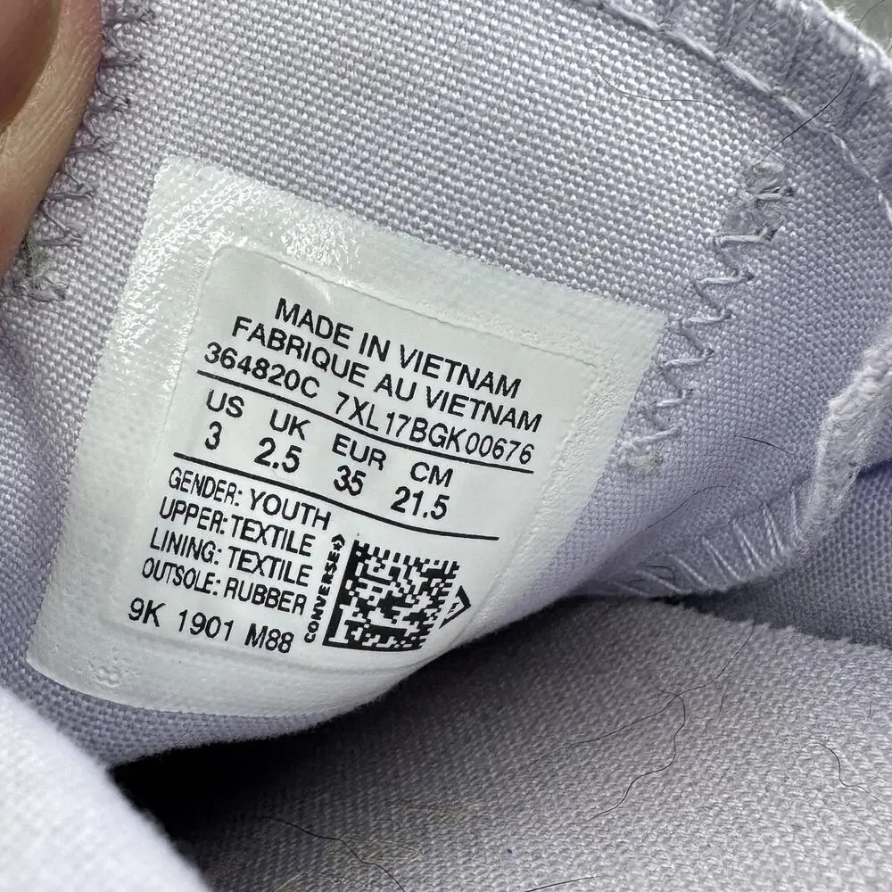 Converse All Star Canvas Sneakers Lavender Youth Low Top‎ US 3 Pastel Purple